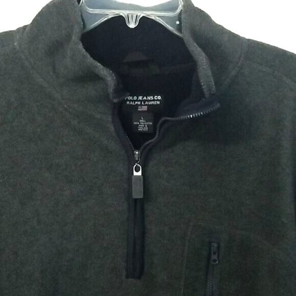 Ralph Lauren Pullover Fleece Sz Large Mens Charcoal Grey Jacket - Picture 4 of 4